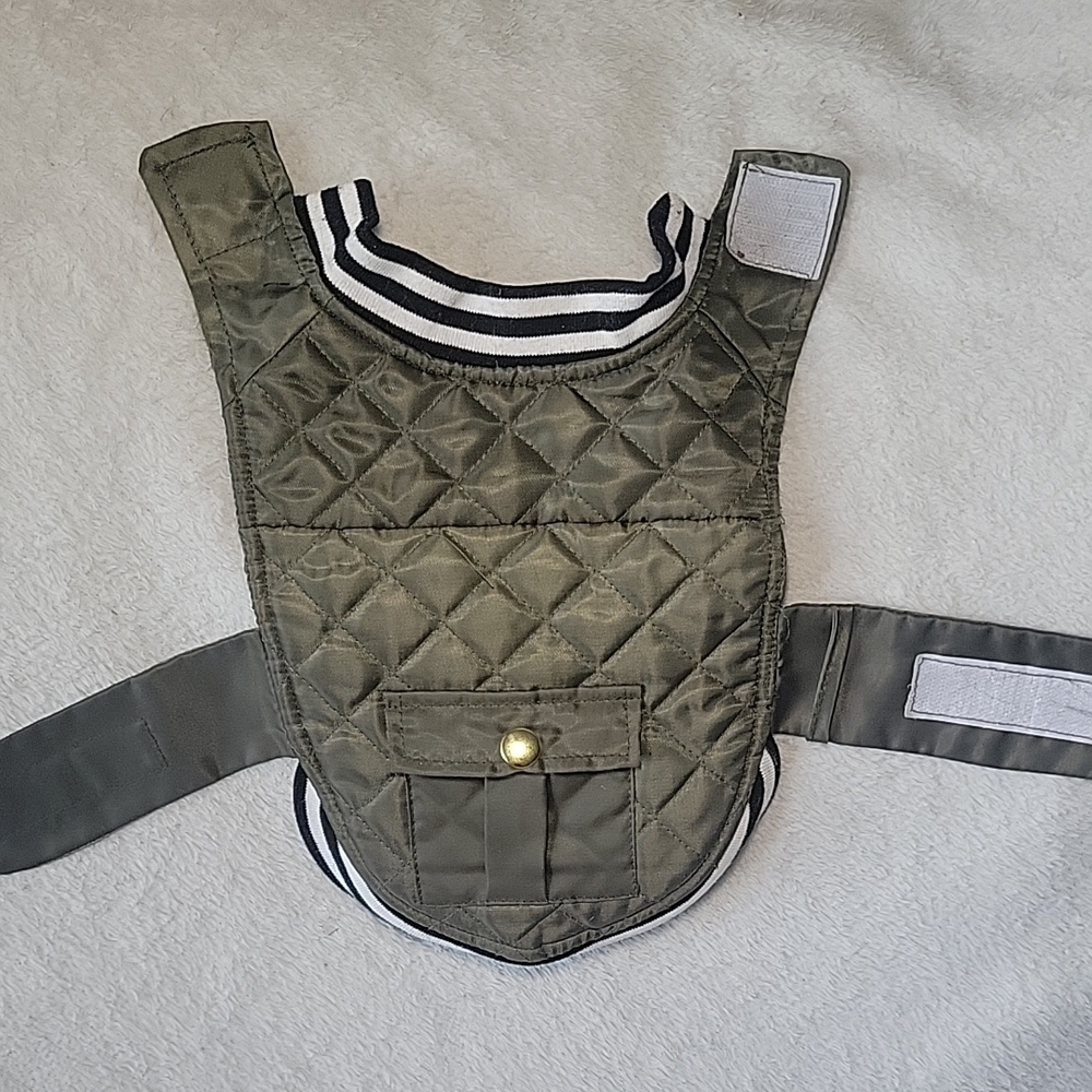 Quilted Olive Green Pet Coat